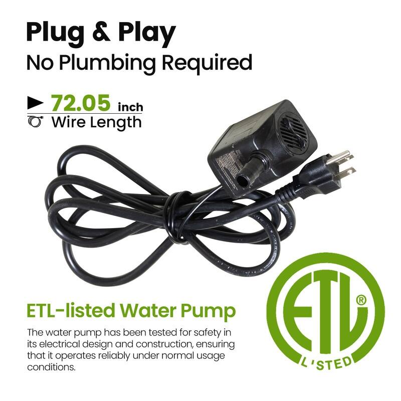 Vbal Modern Minimalist 4-Tier Outdoor Flowing Geometric Floor Fountain with 3 Warm LED Lights