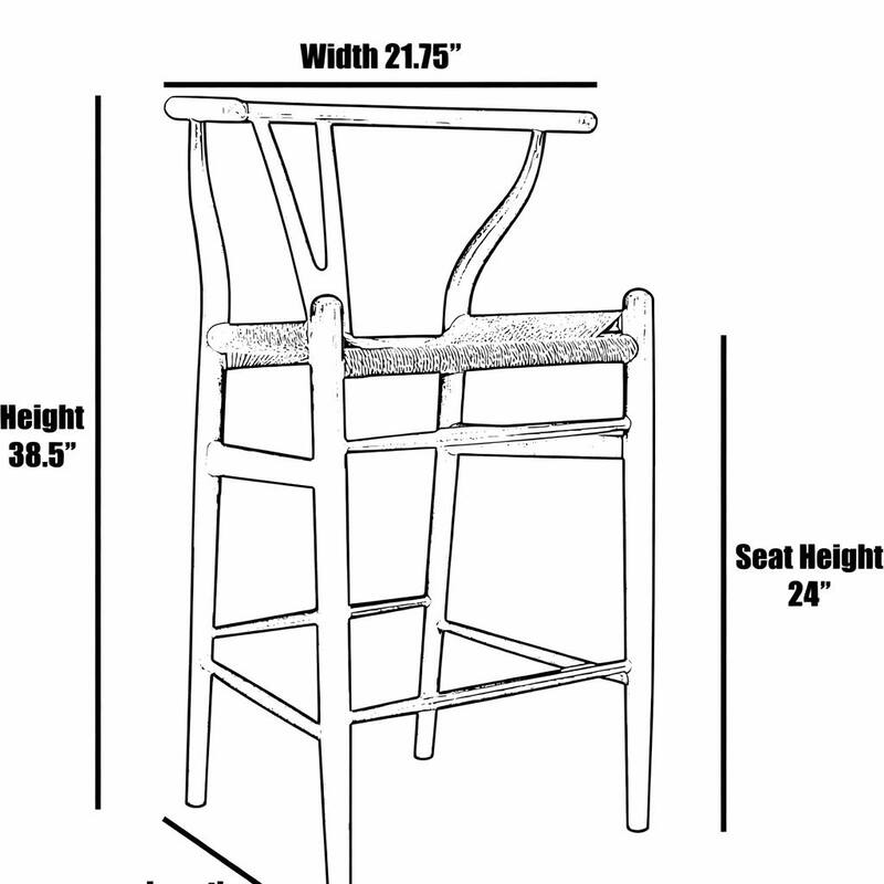 Solid Wood Bar Stools Y-Back Counter Height Farmhouse Chairs with Woven Paper cord Seat Mid-Century Style