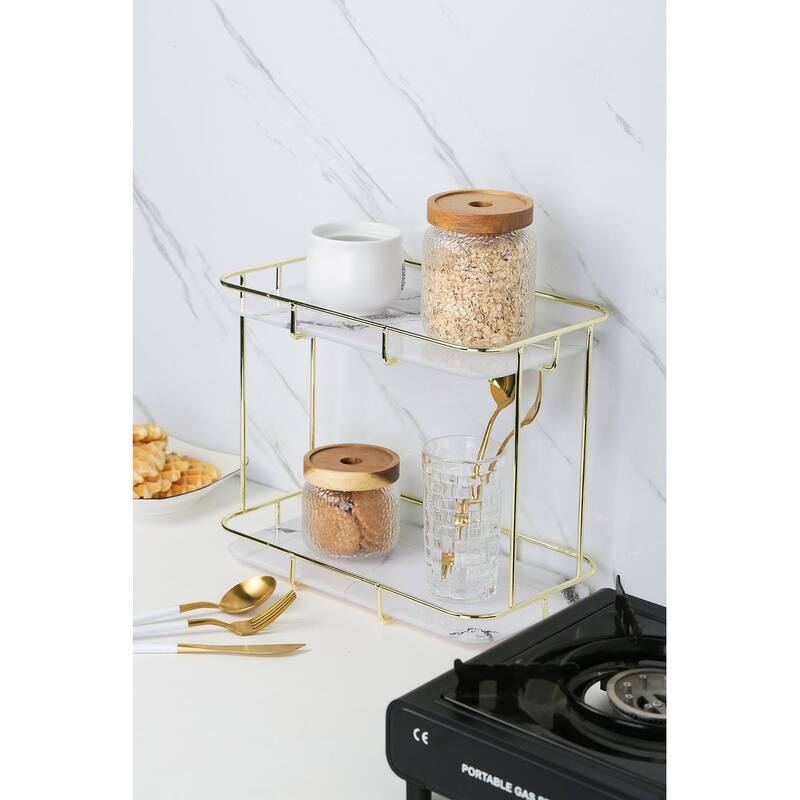 Bathroom Organizer Countertop Makeup Organizer Cosmetics Storage Display Rack 2 - Gold
