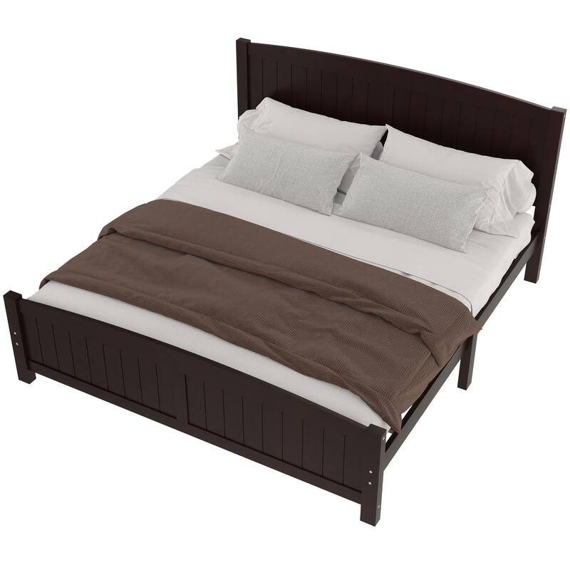 King Size Platform Bed, Solid Wood Platform Bed with Support Slats and Strong Structure, No Box Spring Needed