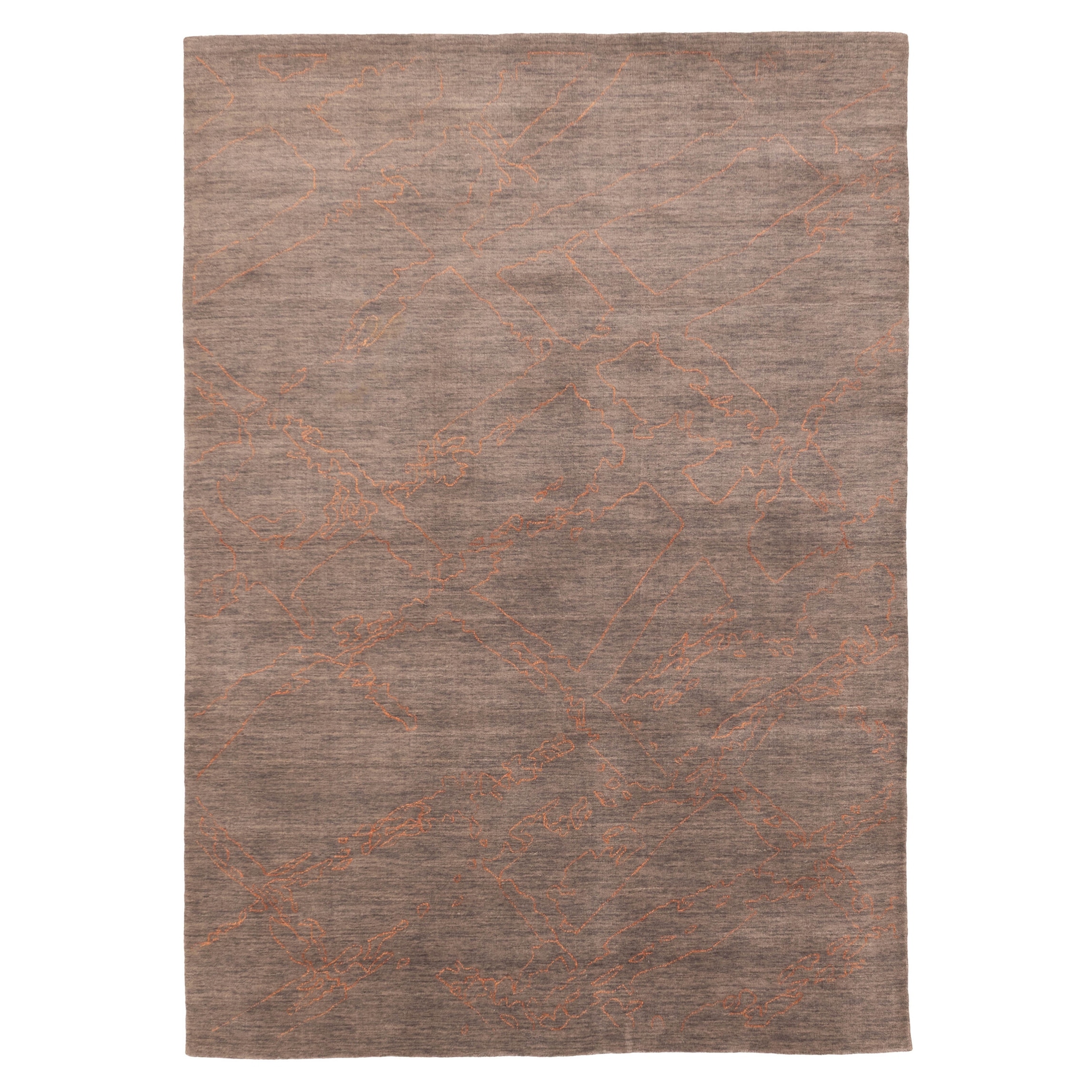 ECARPETGALLERY Hand Loomed Loreto Grey Viscose, Wool Rug - 5'4 x 7'7