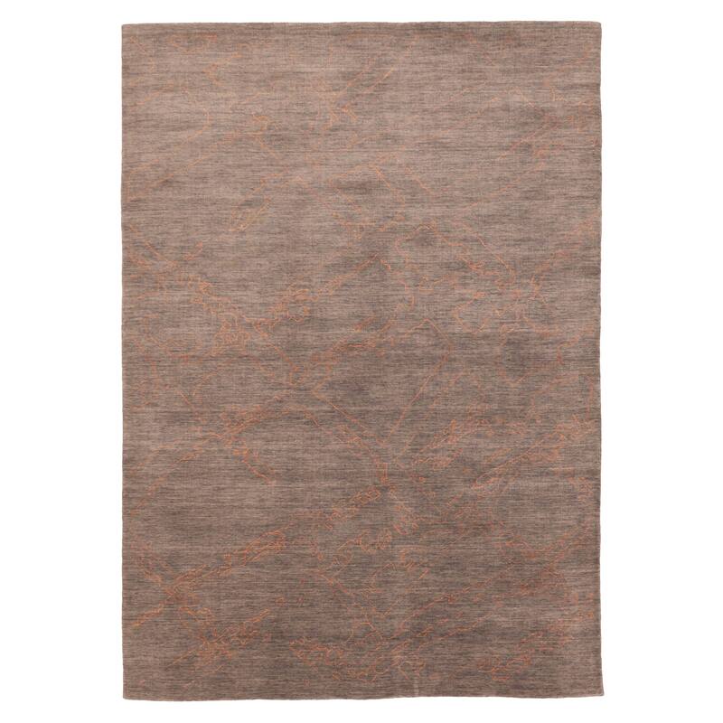 ECARPETGALLERY Hand Loomed Loreto Grey Viscose, Wool Rug - 5'4 x 7'7