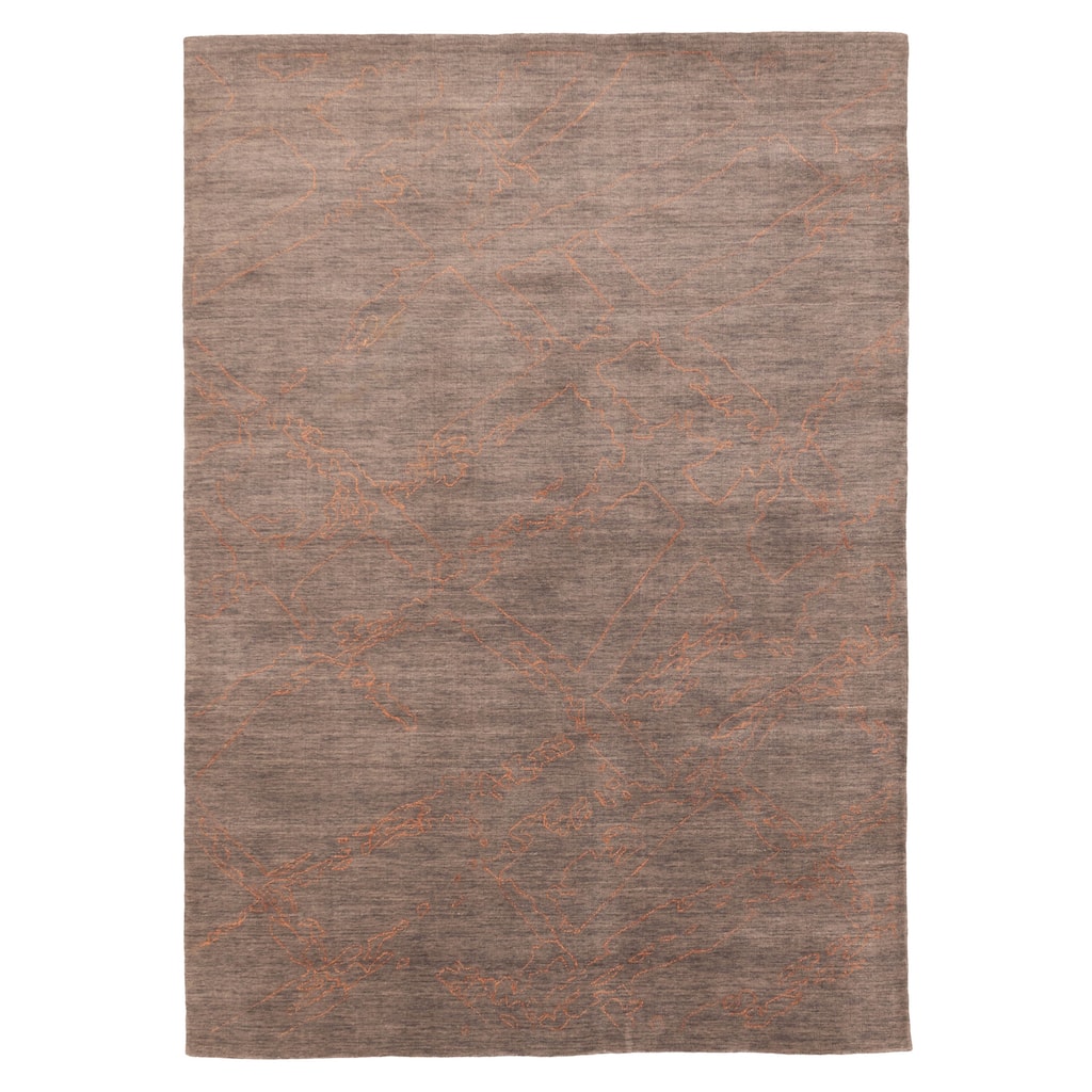 ECARPETGALLERY Hand Loomed Loreto Grey Viscose, Wool Rug - 5'4 x 7'7