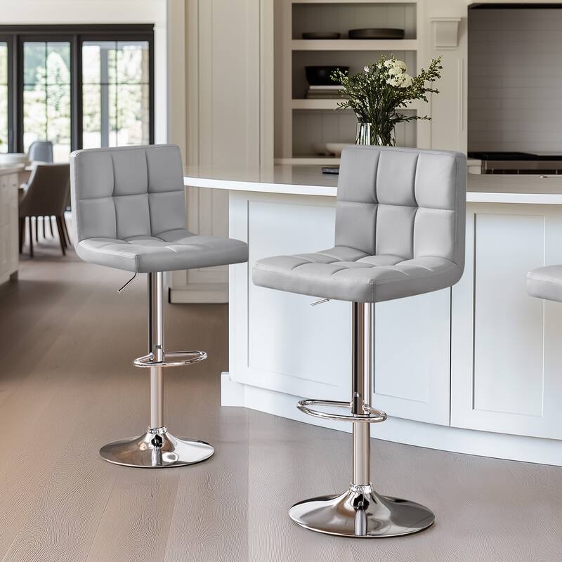 Yaheetech 2pcs Adjustable Modern Faux Leather Swivel Bar Chairs