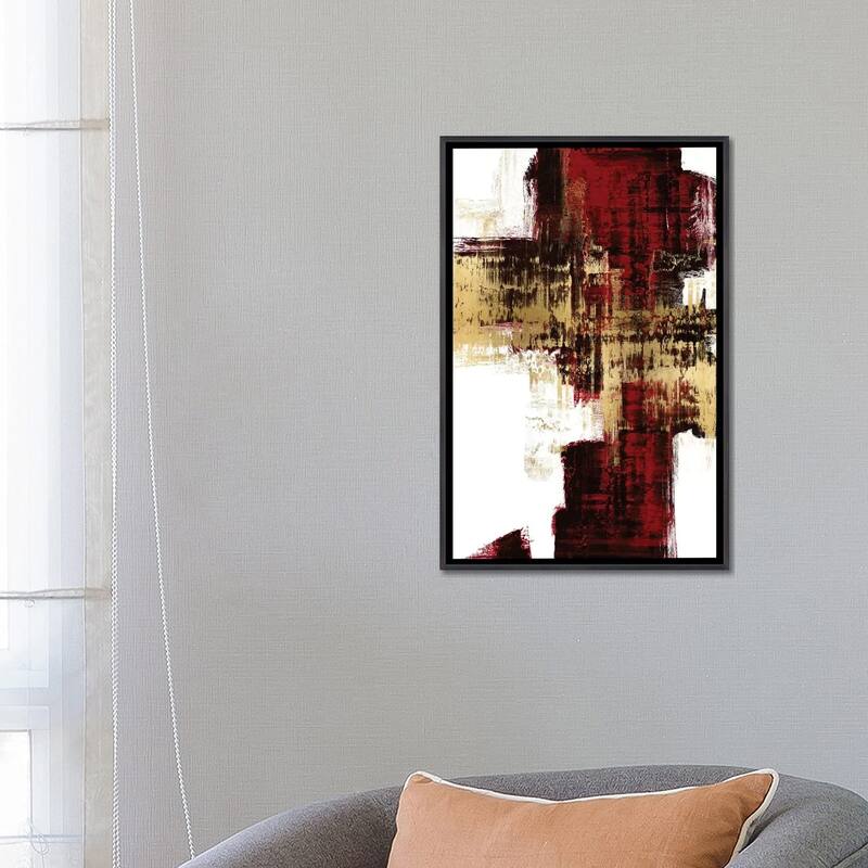 iCanvas "Kinetic Gold on Red I" by Alex Wise Framed