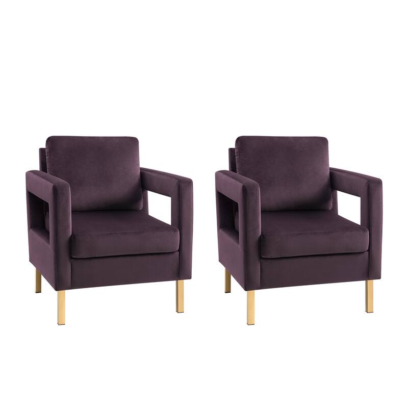 Valentina Modern Upholstered Accent Armchair with Gold Legs Set of 2 by HULALA HOME