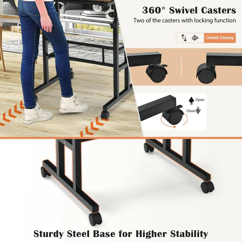 Costway Mobile Stand up Desk Adjustable Computer Desk Tilting - See Details