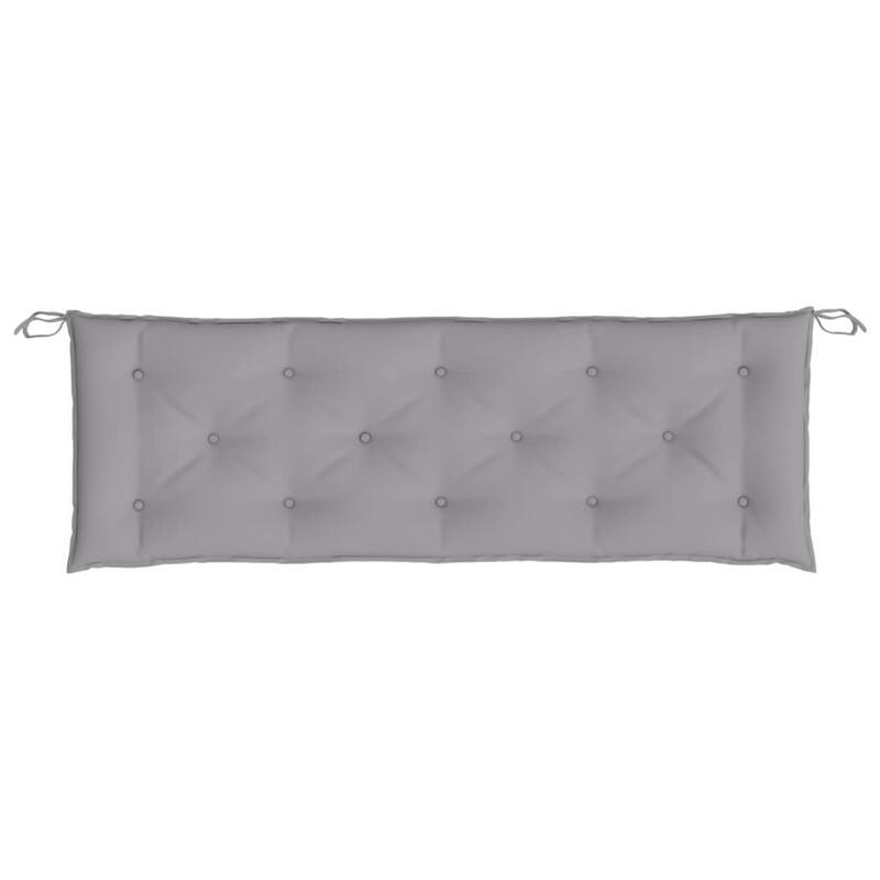 Claire Outdoor Cushion for Bench w Tie Ropes, 59in Gray Tufted Oxford