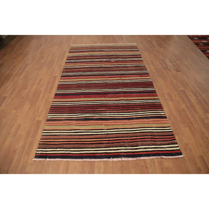 Hand Woven Oriental 100% Wool Carpet Southwestern Tribal Multi-Colored Kilim Area Rug - 9' 3'' X 4' 11''