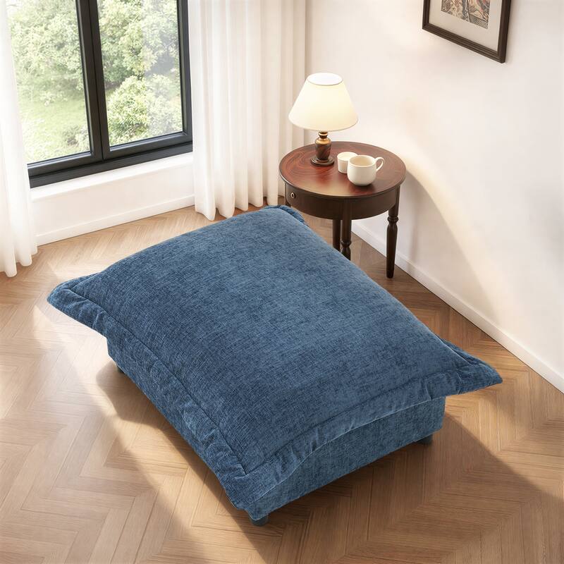 37"W Oversized Upholstered Chenille Rectangle Cloud Ottoman