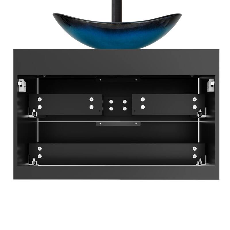 Modern Wall Mounted Bathroom Vanity Set with Vessel Sink & Faucet