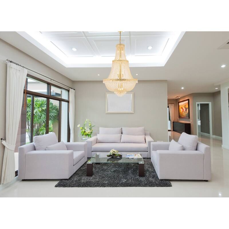 Elegant Lighting Gold 30-inch Royal-cut Crystal Clear Large Hanging Chandelier