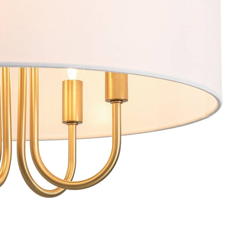 Modern Farmhouse 4-Light Drum Linen Shade Chandelier - 17.7 in