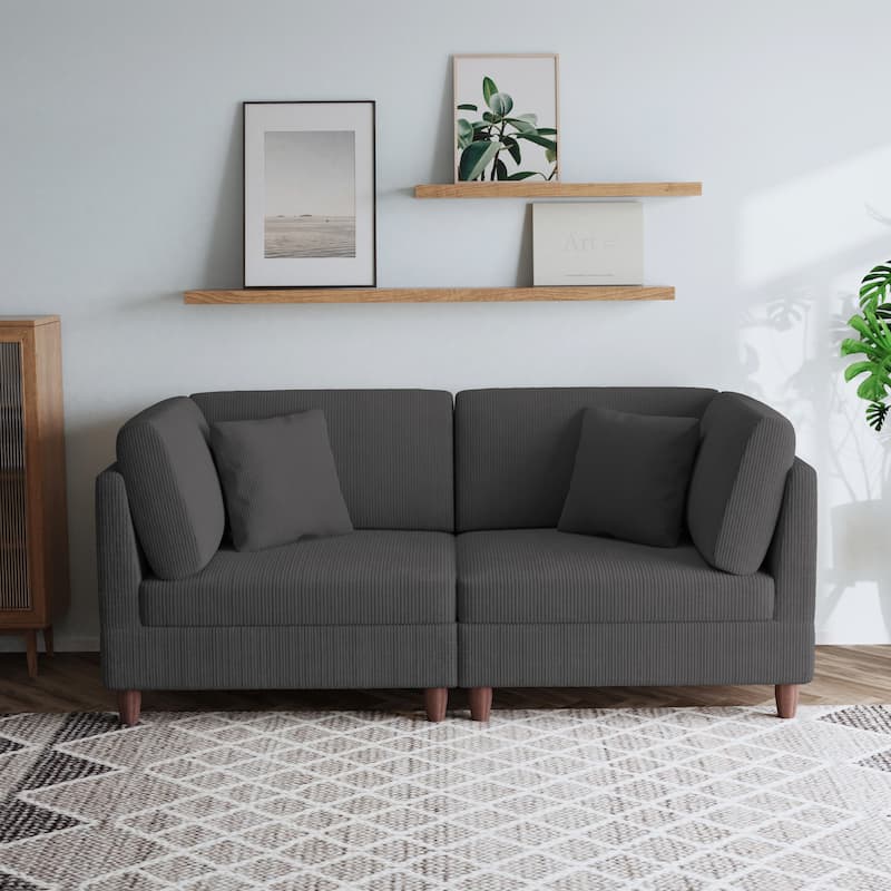 2-Piece Corduroy Loveseat Modular Sectional Sofa
