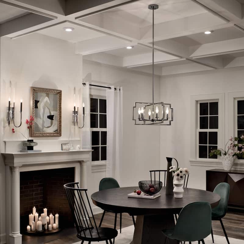 Kichler Downtown Deco 21.5 inch 6 Light Convertible Chandelier/Semi Flush in Midnight Chrome