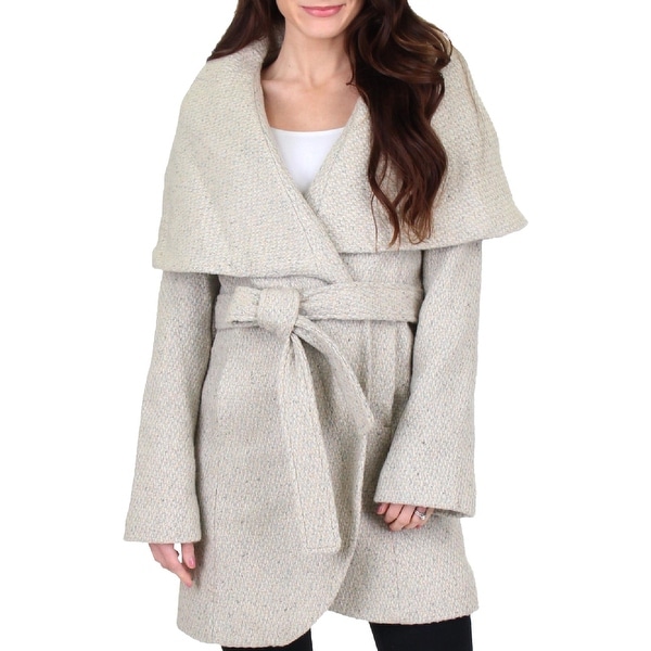t tahari wool blend belted wrap coat