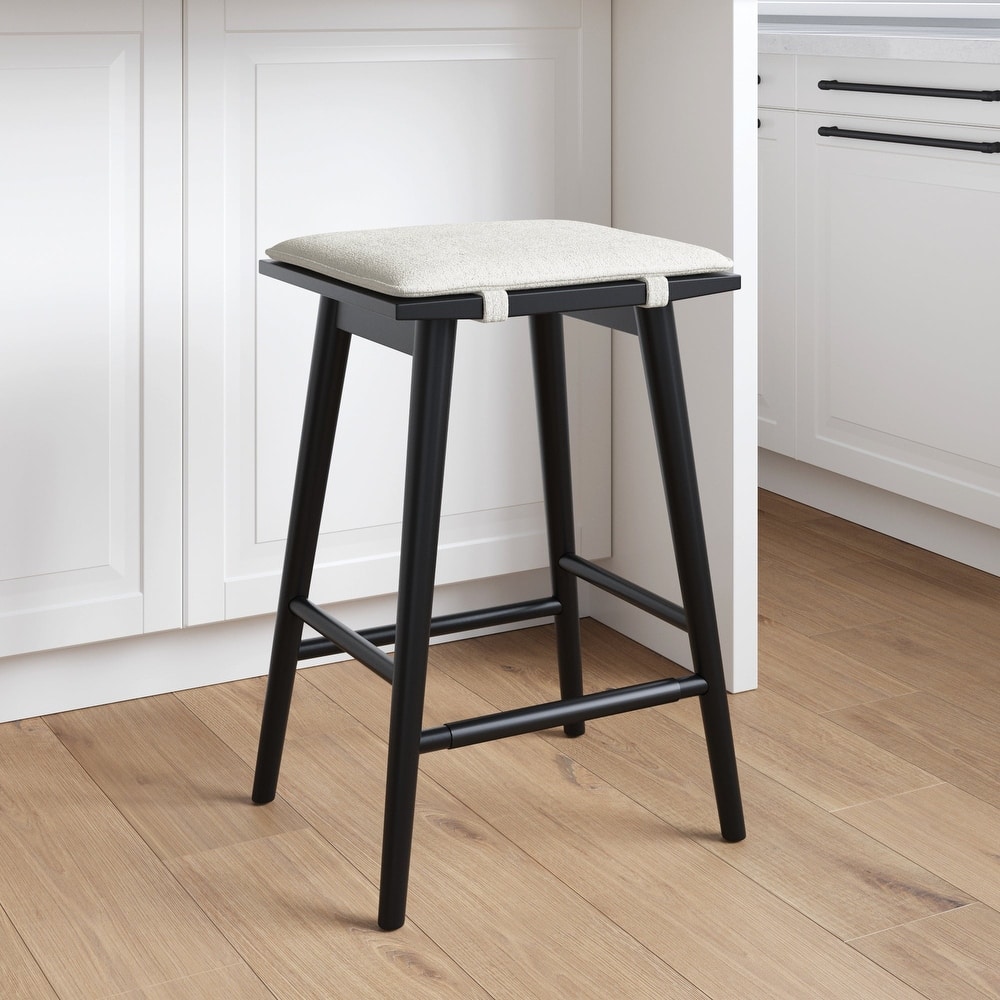 Barker Boucle Upholstered Barstool, Backless Counter Height Stool with Cushion
