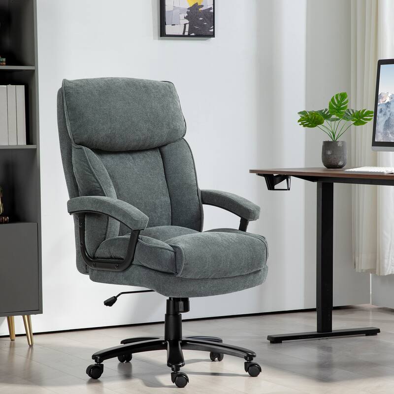 Luxury Swivel Chair Home Task Chair with Adjustable Height, Computer Chair Executive Chair with Swivel Wheels - Gray
