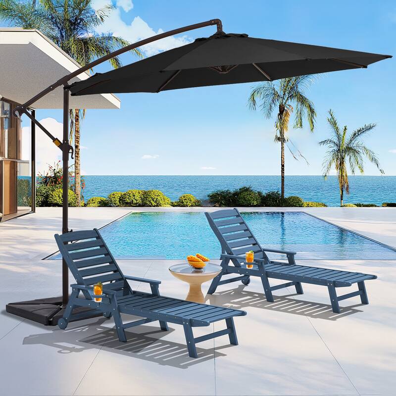 10 ft Steel Crank-lift Cantilever Umbrella With Weighted Base