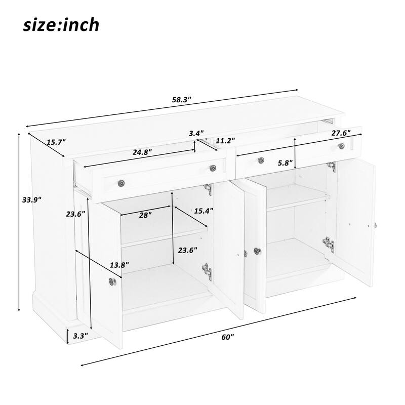 Kitchen Sideboard Storage Buffet Cabinet with 2 Drawers
