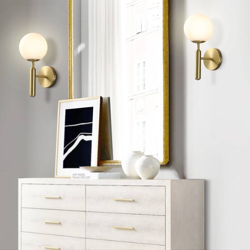 1-light Glass Globe Wall Sconce