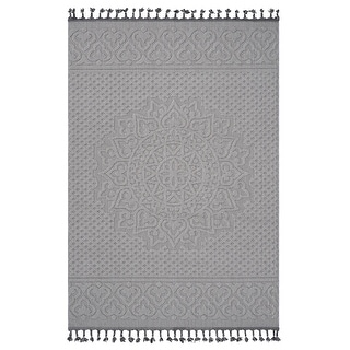 LOOM & LUXE Collection 8X10 White/Ivory/Medallion Area Rug - 120" D x 93" W x 0.28" H