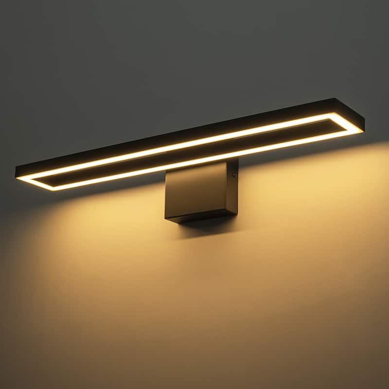 23.6 in. Modern Aluminum Linear Black Dimmable Integrated LED 3000K Bathroom Vanity Wall Light