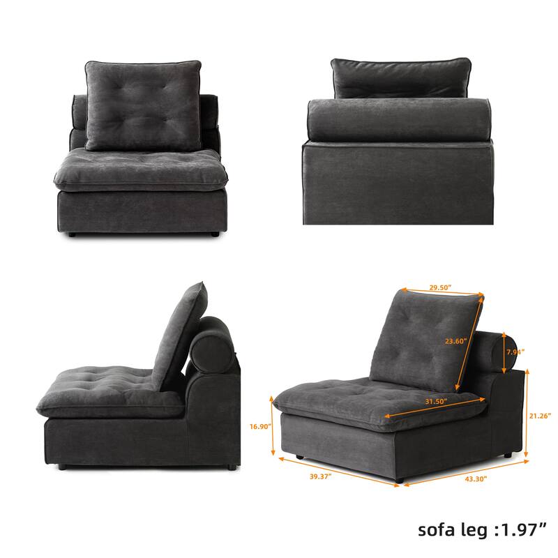 Down Filled Curved Sectional Sofa Oversized 4 Seater Cloud Modular Sectional Couches for Living Room Set