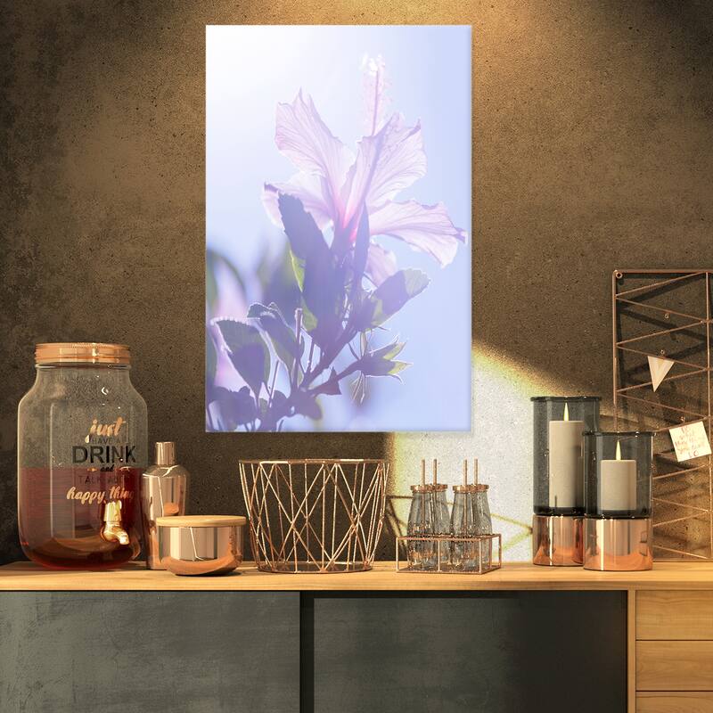 Designart "Pink Hibiscus Flower in Hawaii" Large Flower Canvas Art Print - 16 in. wide x 32 in. high