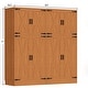 preview thumbnail 19 of 22, Rackcog Wooden Wardrobe with Barn Doors, Farmhouse Closet Storage Cabinet with Hanging Rod