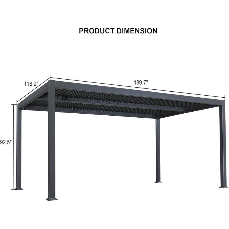 PURPLE LEAF Louvered Pergola Sun Shade Shelter with Adjustable Metal Roof for Patio Hardtop Pergola