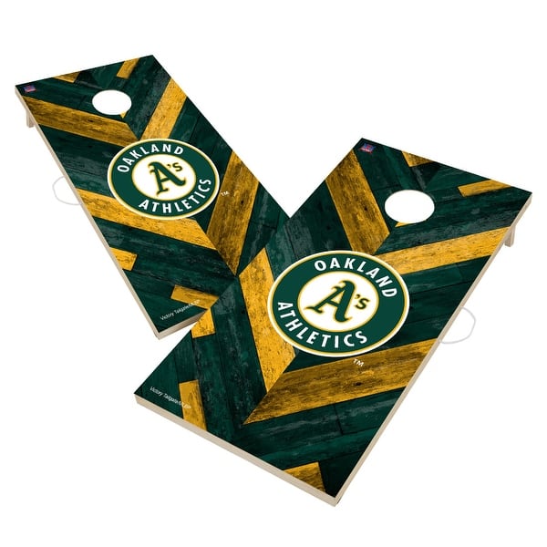 slide 2 of 5, Oakland Athletics MLB Cornhole Board Set Include Carrying Case
