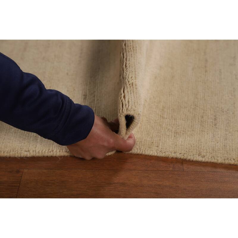Gabbeh Oriental Area Rug Hand-Knotted Modern Beige Wool Carpet - 4'8" x 6'6"