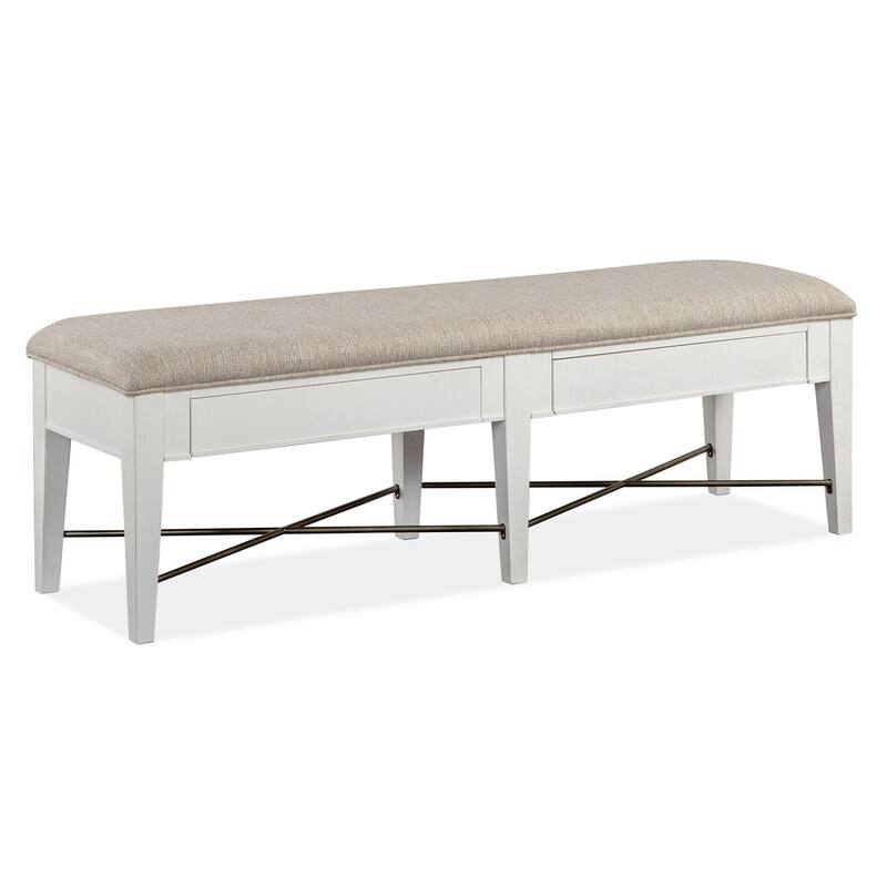 Magnussen Home Heron Cove Chalk White And Dovetail Grey Upholstered Bench - 58''W x 17''D x 19''H - 58''W x 17''D x 19''H - Chalk White