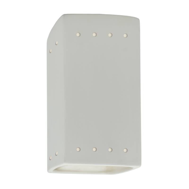 Justice Design Ambiance - Small Rectangle w/ Perfs Wall Sconce - Open Top & Bottom - Replaceable Bulb - Bisque