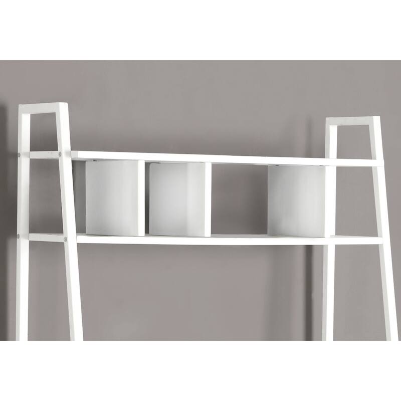 Computer Desk, Home Office, Laptop, Leaning, Storage Shelves, Work, White Laminate, White Laminate, Contemporary - White