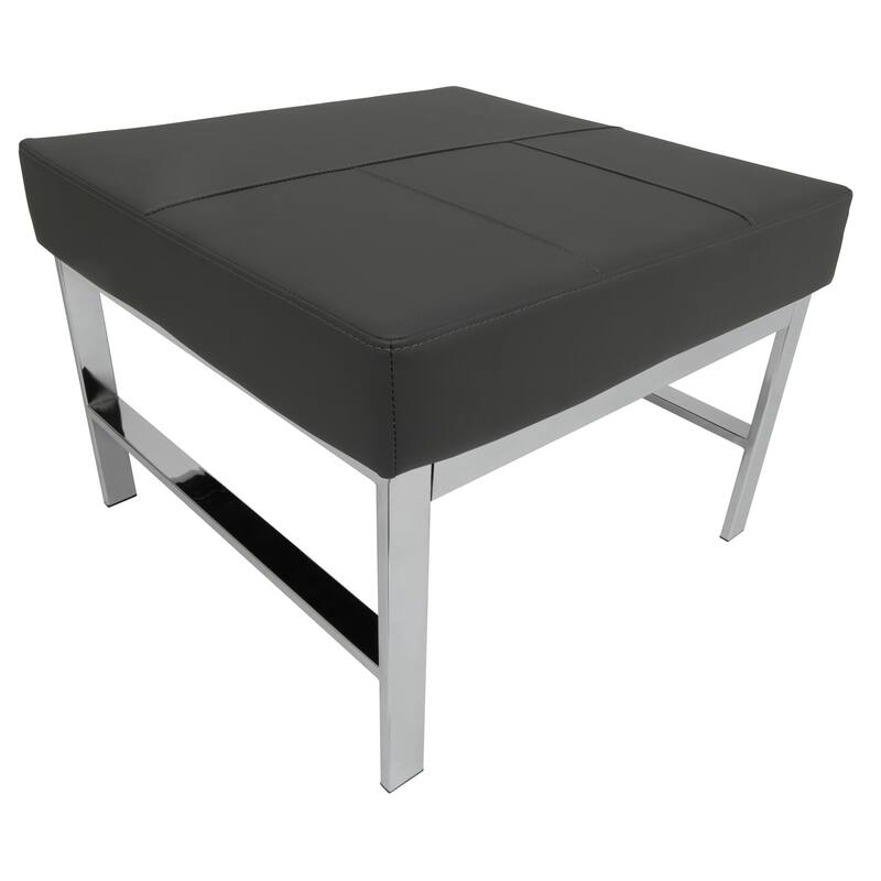 Atlas Mid Century Modern Metal and Leather Ottoman