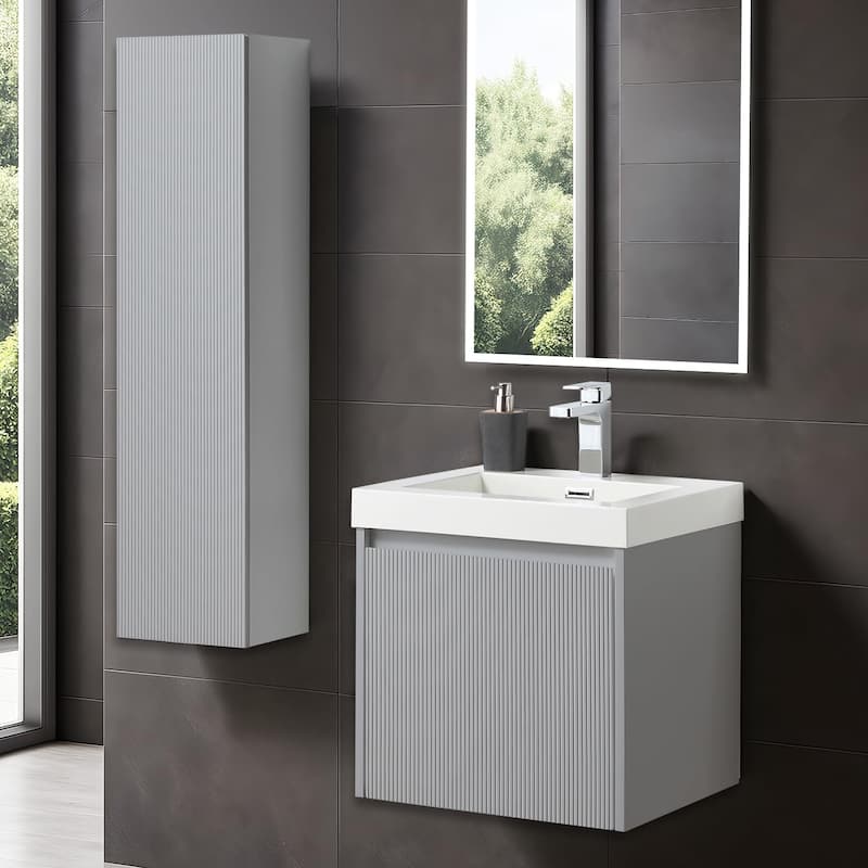 Blossom Positano 20" Floating Vanity with Sink & Side Cabinet - Light Grey