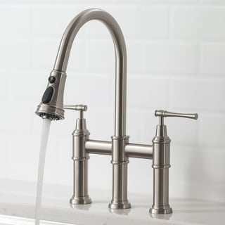 Kraus Allyn Traditional 3-Function Bridge Pulldown Kitchen Faucet