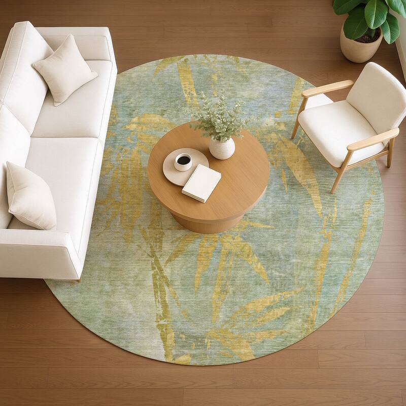 Machine Washable Indoor/ Outdoor Modern Floral Chantille Rug