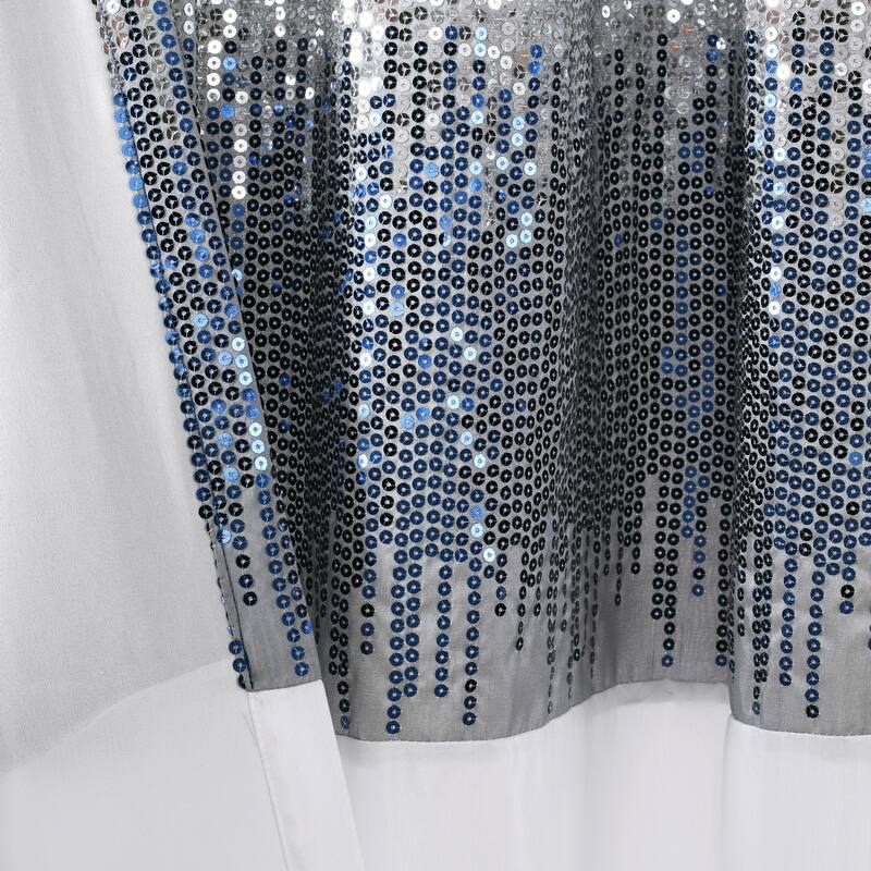 Silver Orchid Page Two-tone Faux Silk Glamorous Sequins Sparkle Single Curtain Panel