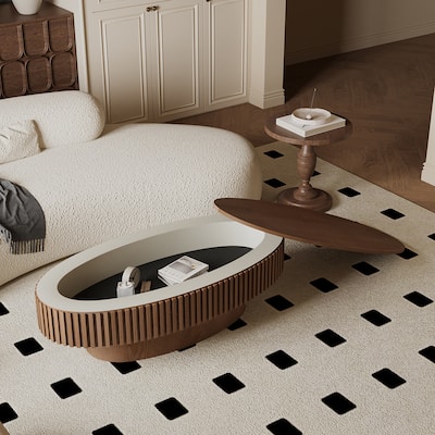 47'' Oval Coffee Table with Storage