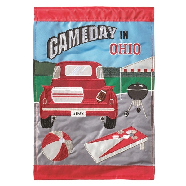Red Game Day in Ohio Garden Flag 13" x 18" - N/A