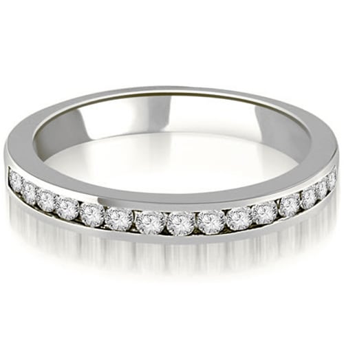 14K White Gold 0.50 cttw. Round Diamond Classic Channel Wedding Band HI,SI1-2