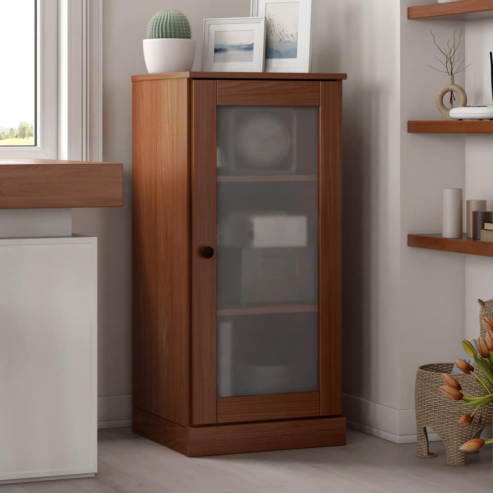 Palace Imports 100% Solid Wood 3-Shelf Bookcase with Frosted Glass Door and Adjustable Shelves