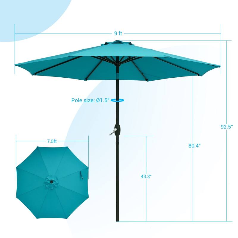 Bonosuki 9ft Patio Umbrella Market Table Umbrella with Tilt and Crank