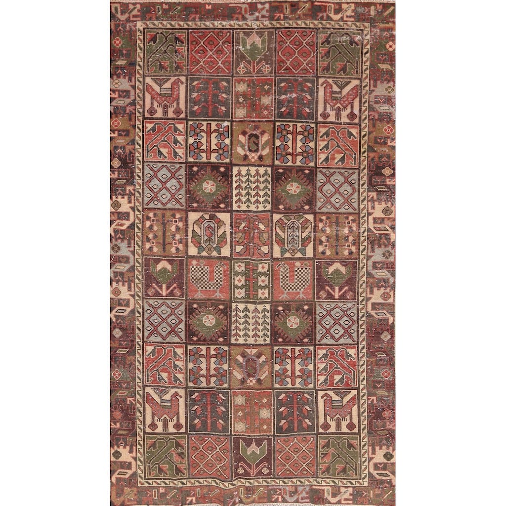 Hand Knotted Oriental 100% Wool Carpet Traditional Tribal Multi-Colored Bakhtiari Area Rug - 9' 4'' X 4' 11''