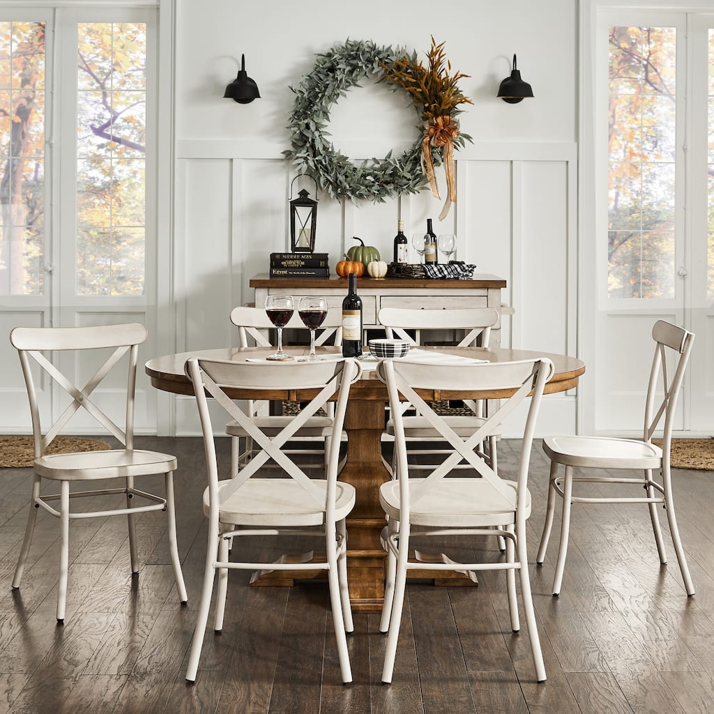 Eleanor Dining Set with Metal X-Cross Back Chairs by iNSPIRE Q Classic