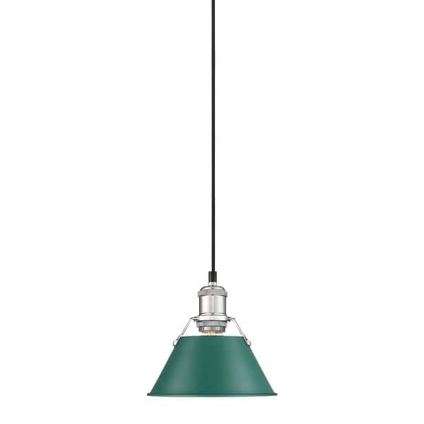 slide 2 of 12, Golden Lighting 3306-S CH Orwell 8" Wide Mini Pendant Chrome / Pine Green Shades
