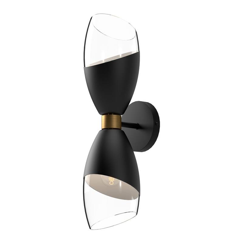 Alora Lighting WV587224CL Capri 2 Light 19" Tall Wall Sconce with - Matte Black